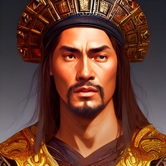 Illustrated portrait of Attila the Hun. High quality illustration