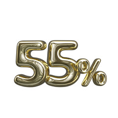 55 pecent 3D number gold color