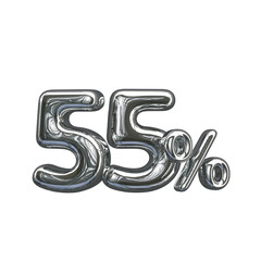 55 pecent 3D number silver color