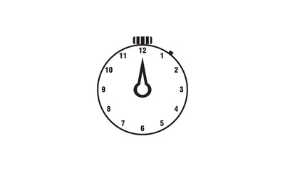 Clock icon in flat style, timer on color background. Vector design element