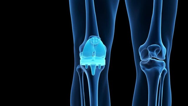 3d rendered medical animation of a knee replacement
