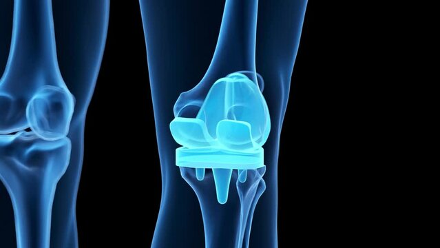 3d rendered medical animation of a knee replacement