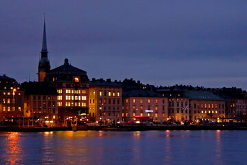 Fototapeta na wymiar Evening view of the Gamla Stan (The Old Town) in Stockholm, Sweden