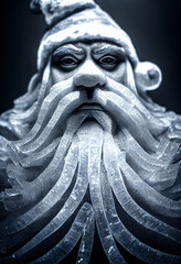 Frozen ice sculpture of Santa Claus