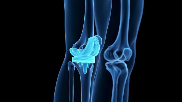 3d rendered medical animation of a knee replacement