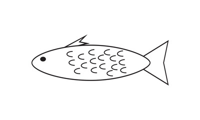 Outline fish icon illustration on white background.