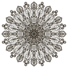 Mandala. Isolated ethnic ornament in black on a white background.