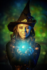 young witch with crystal ball