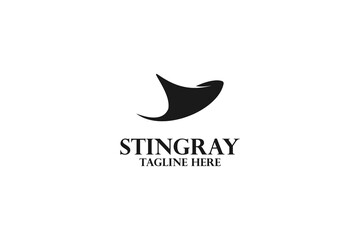 Flat stingray simple silhouette logo design vector illustration - obrazy, fototapety, plakaty