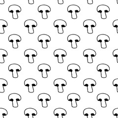 Seamless vector cute pattern Mushrooms vegan food