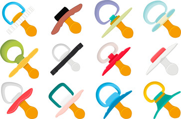big set baby pacifiers, dummy with rubber nipple