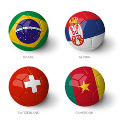 Balls with flags on white background