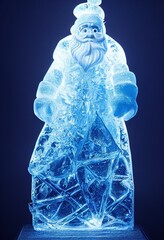 Ice sculpture of frozen Santa Claus Father Christmas