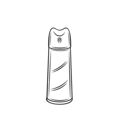 Aerosol in spray can outline icon vector illustration. Line hand drawn bottle with chemical mist product to clean surface, housekeeping packaging and spray disinfectant equipment for cleaning service