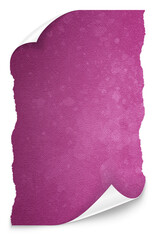 Podarta pogięta różowa karteczka z zagiętym rogiem. Różowe akwarelowe papierowe tło. - obrazy, fototapety, plakaty