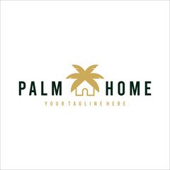 Palm tree with house home logo design