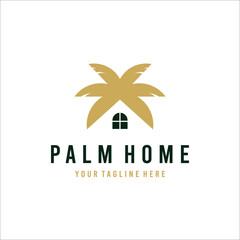 Home logo formed plam leaf symbol in white background