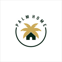 Home logo formed plam leaf symbol in white background