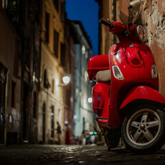 Fototapeta premium red scooter on the street