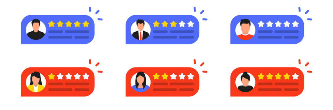 User Reviews Online. Customer Feedback Review Experience Rating. People Giving Feedback. Clients Choosing Satisfaction Rating And Leaving Reviews. Online Customer Feedback Experience Rating