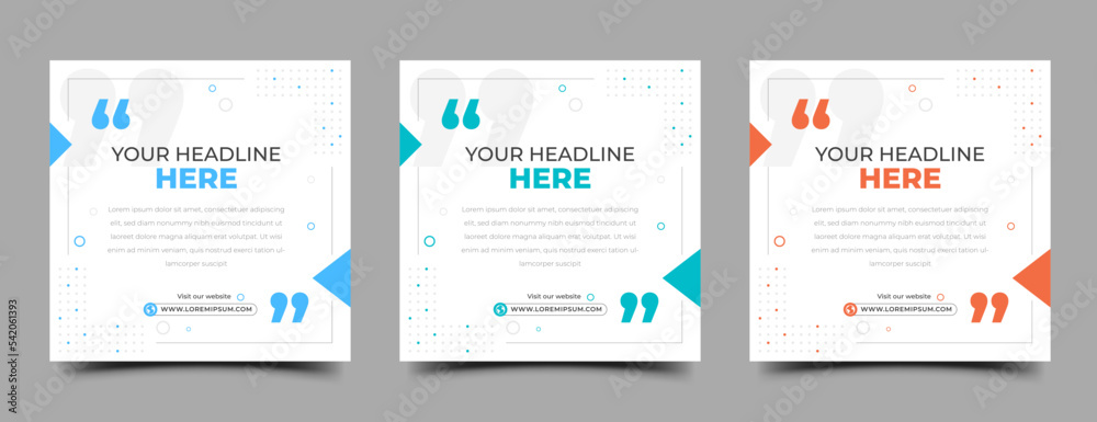 Wall mural set of social media post template with abstract colorful shape illustration