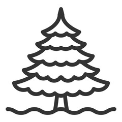 Snow covered fir tree - icon, illustration on white background, outline style