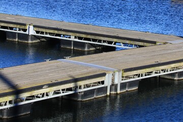 Floating dock in a nautical boat marina