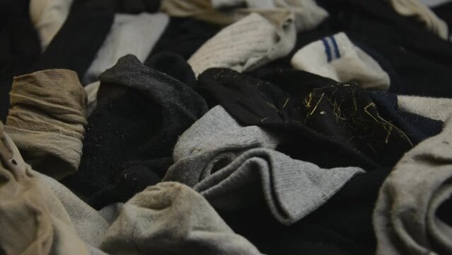 Close-up of a bunch of dirty socks, hd stock footage