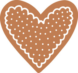 Heart shape ginger cookie with white icing vector illustration