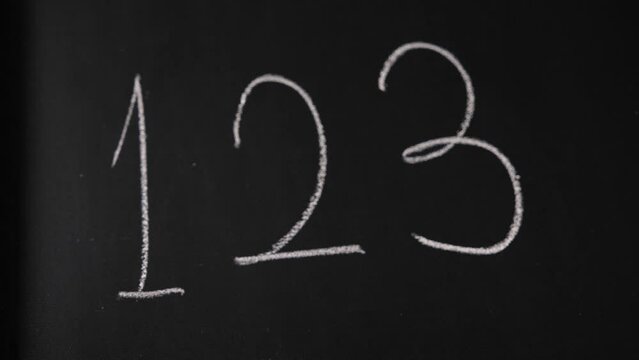 1 2 3 numbers lettering on blackboard