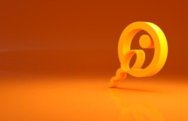 Yellow Sperm icon isolated on orange background. Minimalism concept. 3d illustration 3D render