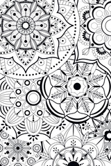 Mandala pattern. Coloring book page. Black and white background. Vector detailed ornament.