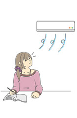 エアコンの風が当たって困る女性
