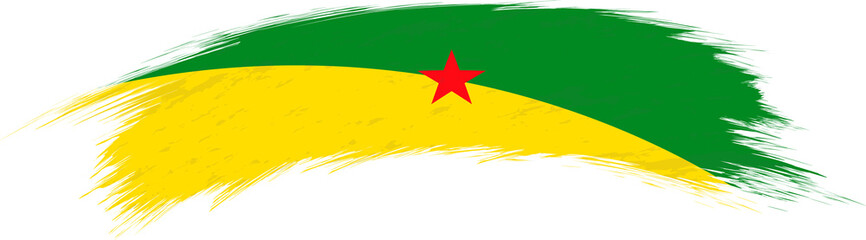 Flag of French Guiana in rounded grunge brush stroke.