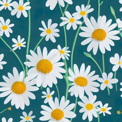 Seamless daisy pattern in small cute wild simple flowers. Liberty style millefleurs. Floral chamomile background for textile, wallpaper, pattern fills, covers, surface, print, wrap, scrapbooking.