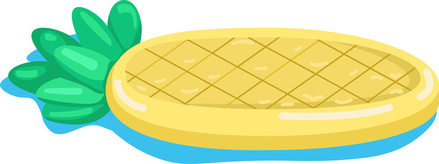 Pineapple shaped air mattress semi flat color raster object. Full sized item on white. Swimming pool activities simple cartoon style illustration for web graphic design and animation