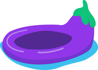 Aubergine shaped air mattress semi flat color raster object. Full sized item on white. Swimming pool and beach activities simple cartoon style illustration for web graphic design and animation