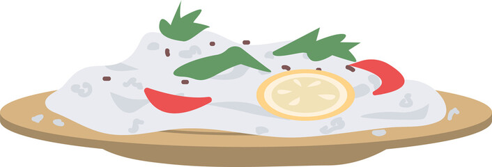Traditional dish semi flat color raster object. Full sized item on white. Dinner served. Healthy and organic food simple cartoon style illustration for web graphic design and animation