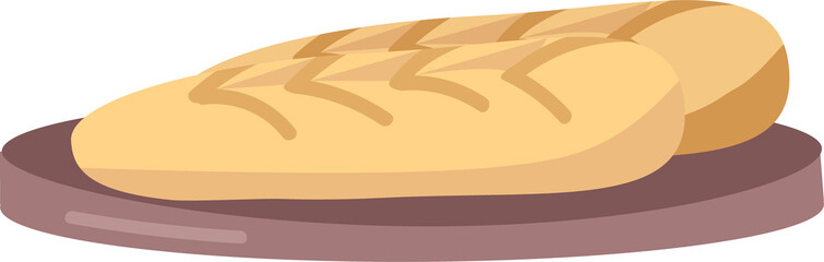 Bread semi flat color raster object. Full sized item on white. Substantial food. Tasty baking for dinner products simple cartoon style illustration for web graphic design and animation