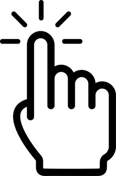 Clicking hand. Cursor icon in png. Computer mouse symbol. Click hand on transparent background. Mouse cursor in png