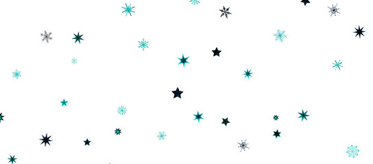 Snowflakes and bokeh lights on the blue Merry Christmas background. 3D render