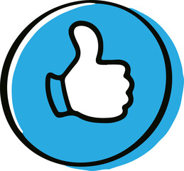 Thumb up symbol. Like sign. Agree icon. Thump up in circle. Transparent like hand. Positive sign
