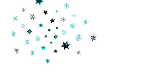 Snowflakes and bokeh lights on the blue Merry Christmas background. 3D render