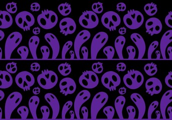 Halloween ghost and skulls seamless cartoon pattern for wrapping paper and kids clothes print and fabrics and linens