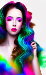 woman with colorful makeup and hairstyle