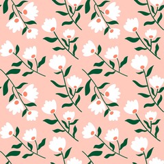 Floral seamless flower pattern for wrapping and linens and fabrics and clothes print and kids and kitchen textiles