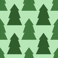 Winter forest seamless Christmas tree pattern for new year wrapping paper and kids clothes print and Noel
