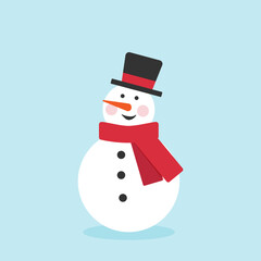 Cute snowman in a hat and scarf