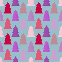 Obraz premium Winter forest seamless Christmas tree pattern for new year wrapping paper and kids clothes print and Noel