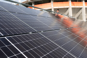 Photovoltaic panels during installation on the ground